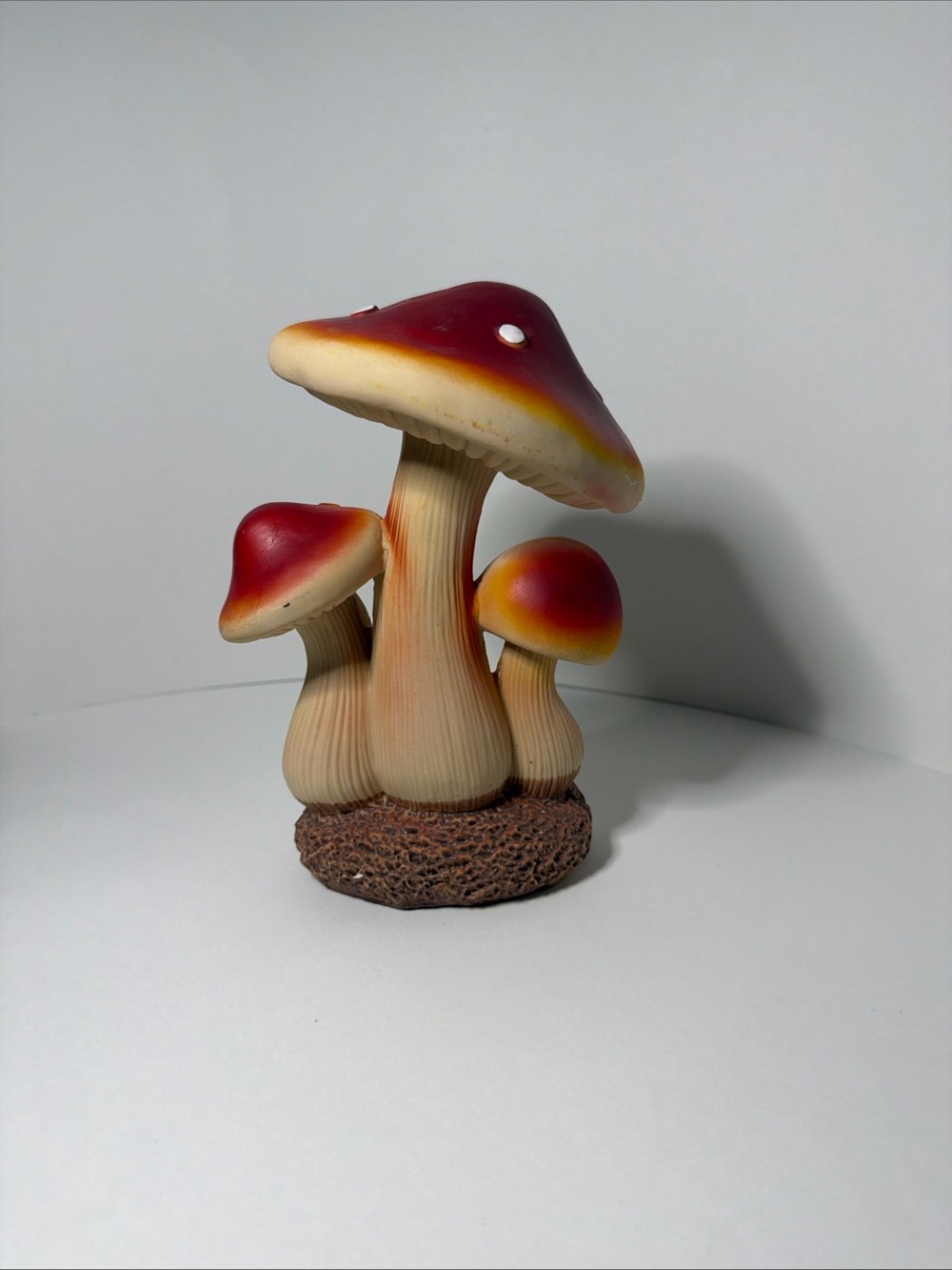 Red Resin Mushroom Cluster Home Art Figurine
